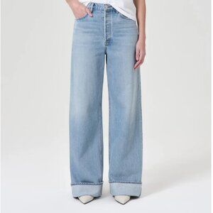 Agolde Dame Wide-Leg Cuffed Jeans